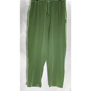 EORCPAEN MINO Women's Green Elastic-Drawstring Waist Straight-Leg Pants SZ 6XL